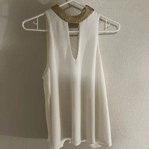 Cream and gold dress blouse